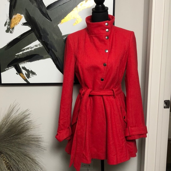 ASOS Red wool blend winter coat - Picture 1 of 8